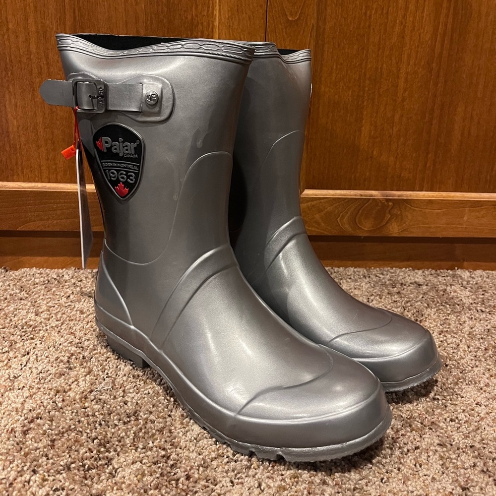 Pajar Metallic Gray Mid-Calf Rain Boots